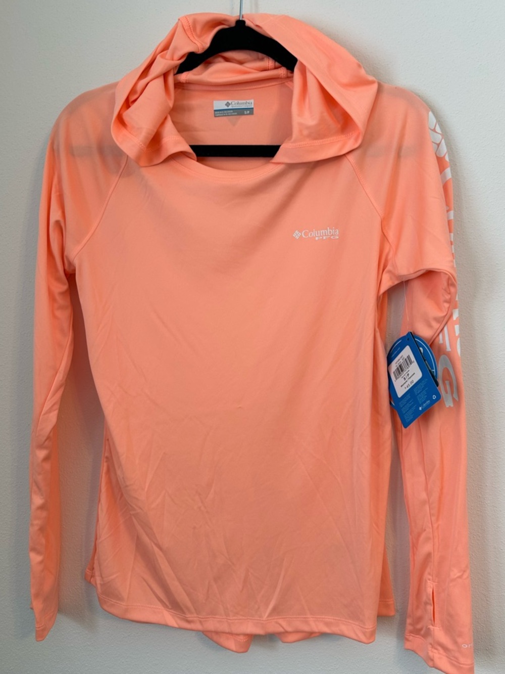COLUMBIA Tidal Tee Long Sleeve Hoodie Sun Protection Peach Coral Womens Sz S NWT